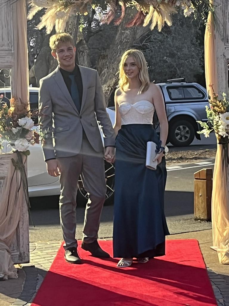 Mya Tolley and Bailey Shaw arrive at Hervey Bay High School's formal.