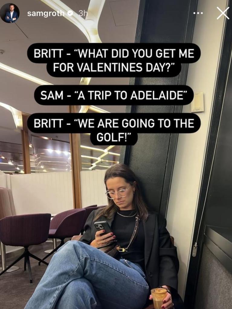 Brittany Groth’s social media post about the Adelaide trip.