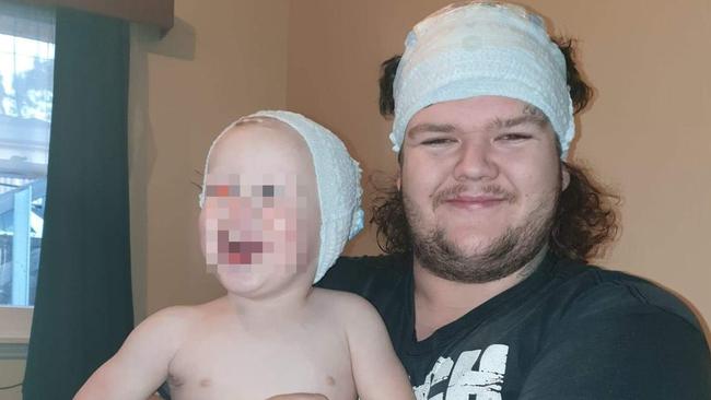 Alleged Burnie murder victim Bobby William Medcraft, 23, pictured with his young son. Picture: Facebook