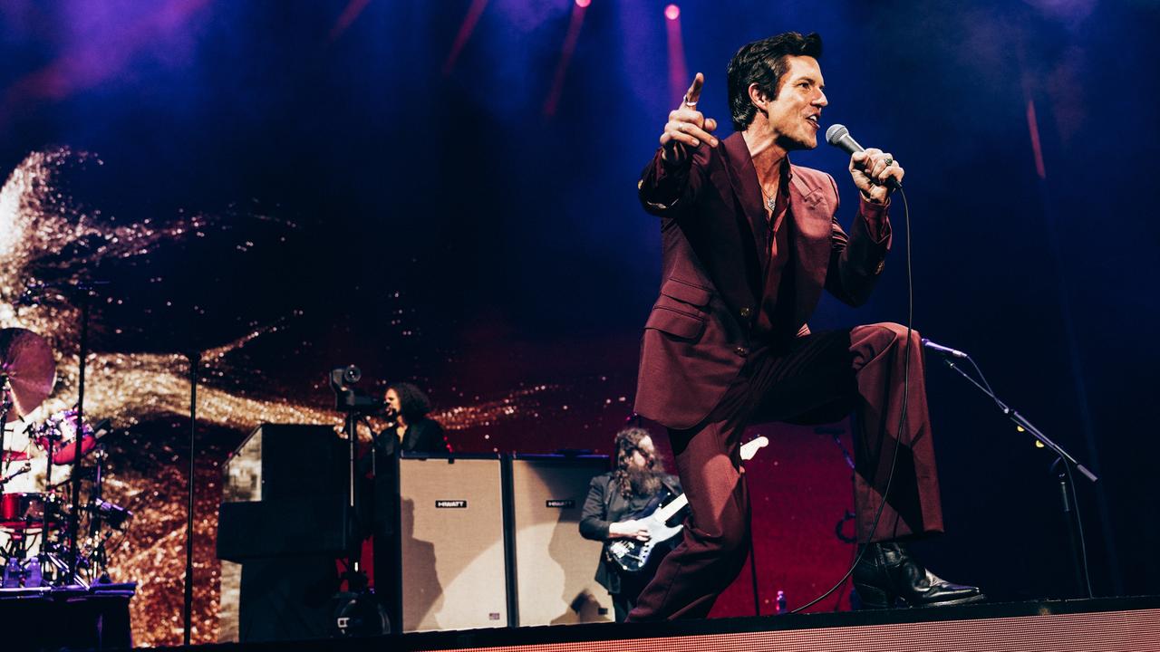 Brandon Flowers of The Killers performing at the Rebel Diamonds concert at Queensland Country Bank Stadium in Townsville on Saturday night in the first of six Australian concerts. Picture: Supplied