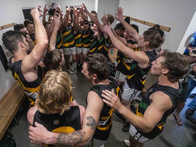 MPFNL: Dromana players celebrate their win. Picture: Valeriu Campan