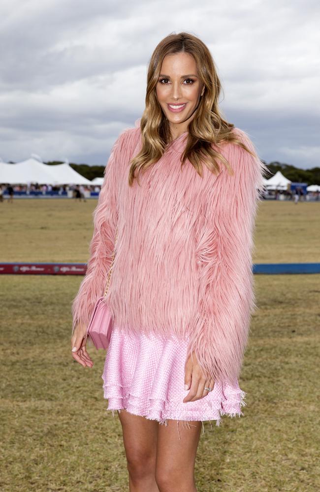 Pretty in pink! Bec Judd at last year’s Alfa Romeo Portsea Polo, where she hosted Jaggad’s marquee. Picture: Sarah Matray