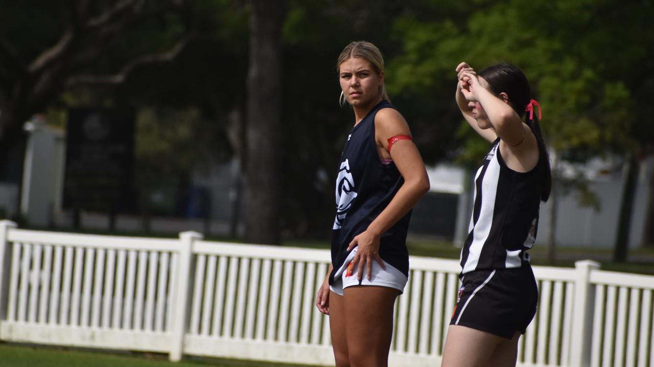 Under-17 Girls division 1 action between the Coorparoo Roos and Sherwood Magpies.