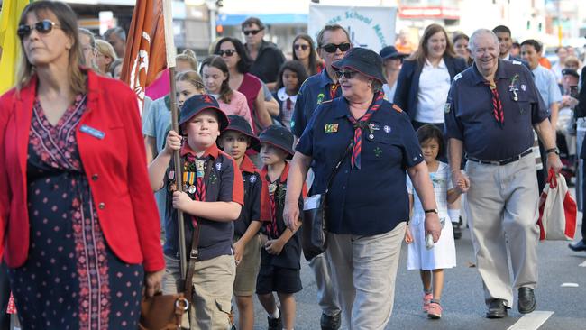 Youngsters, including these Scouts, were also part of the parade. Picture: Simon Bullard