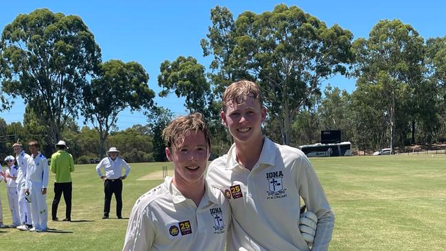 Left is Zayne Thomas and right is Harley Malpass. Last week Malpass and Thomas shattered AIC records with the bat. This week, Malpass rose above with 87 to get Iona over the finish line.