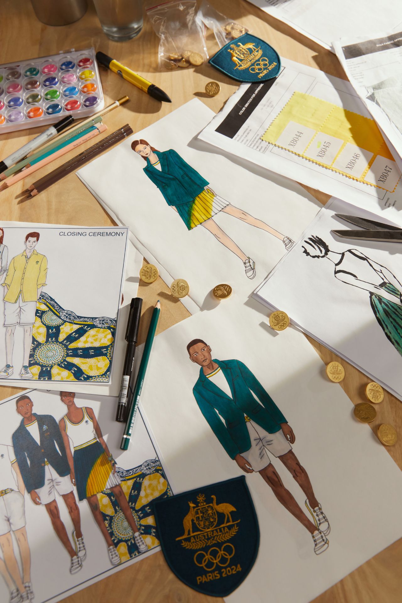 The Olympic uniforms depicted in initial sketches. Image credit: courtesy Sportscraft