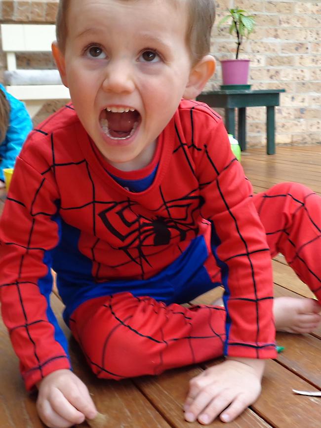 William Tyrrell in his famous Spiderman costume