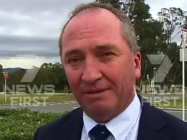 Barnaby Joyce, pictured today, says he will put his faith in the High Court. Picture: Seven News