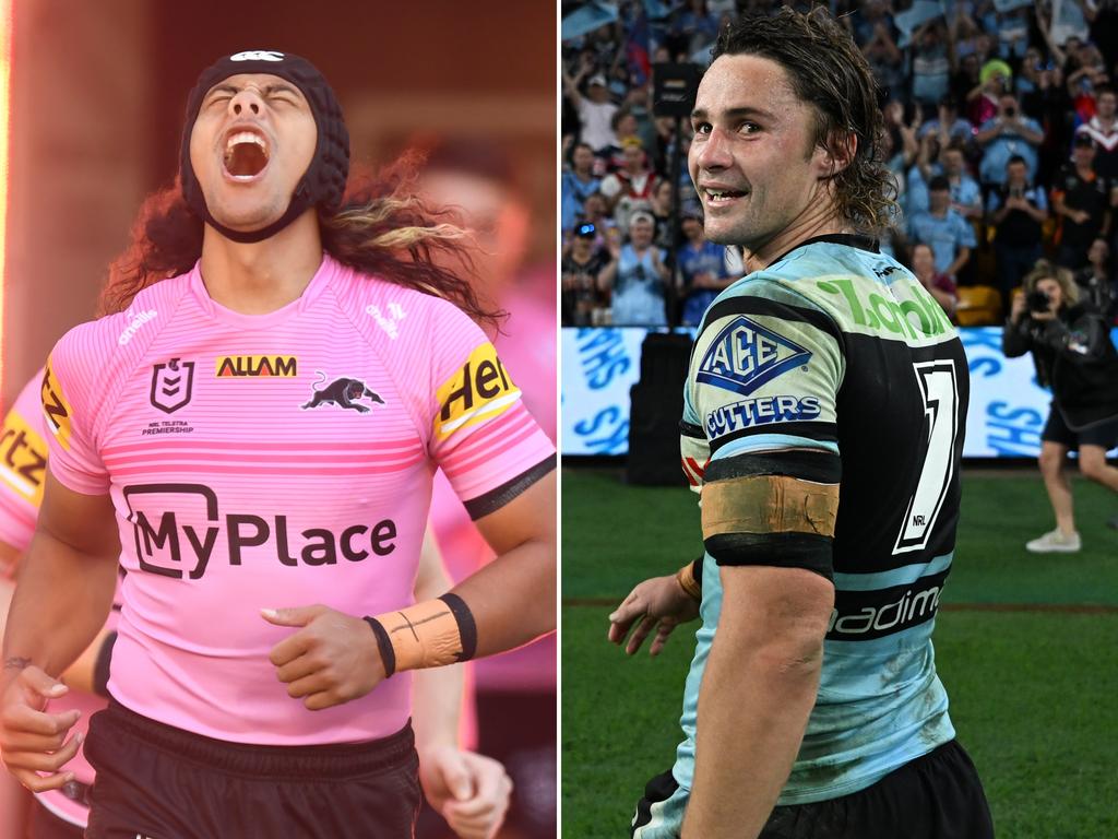 (L-R) Jarome Luai and Nicho Hynes appear in the box seat to fill the halves roles for NSW.