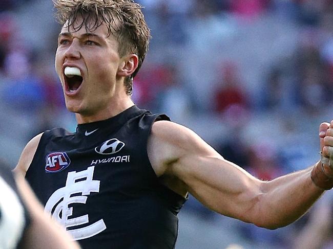 Carlton vs. Sydney Swans (MCG) Patrick Cripps kicks a goal  4th term  Picture:Wayne Ludbey