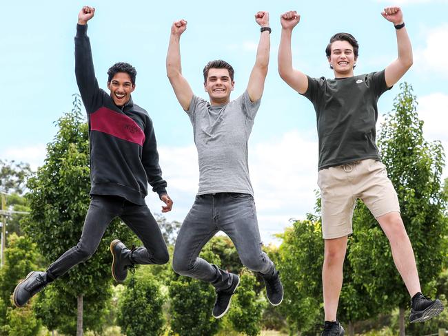 University second round offers are due to be released on Thursday Jan 14 at 2pm. Please take photos of a couple of last year's Year 12 cohort who are eagerly awaiting the second round offer announcement. L to R Brendon Quintal, 18, Jordan Di Nuzzo, 18 and Dylan Cummin, 18. Picture: Tim Carrafa