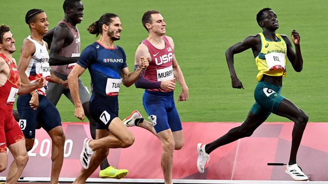 Bol streaks to the line in his 800m semi final at the Tokyo 2020 Olympics. Picture: AFP