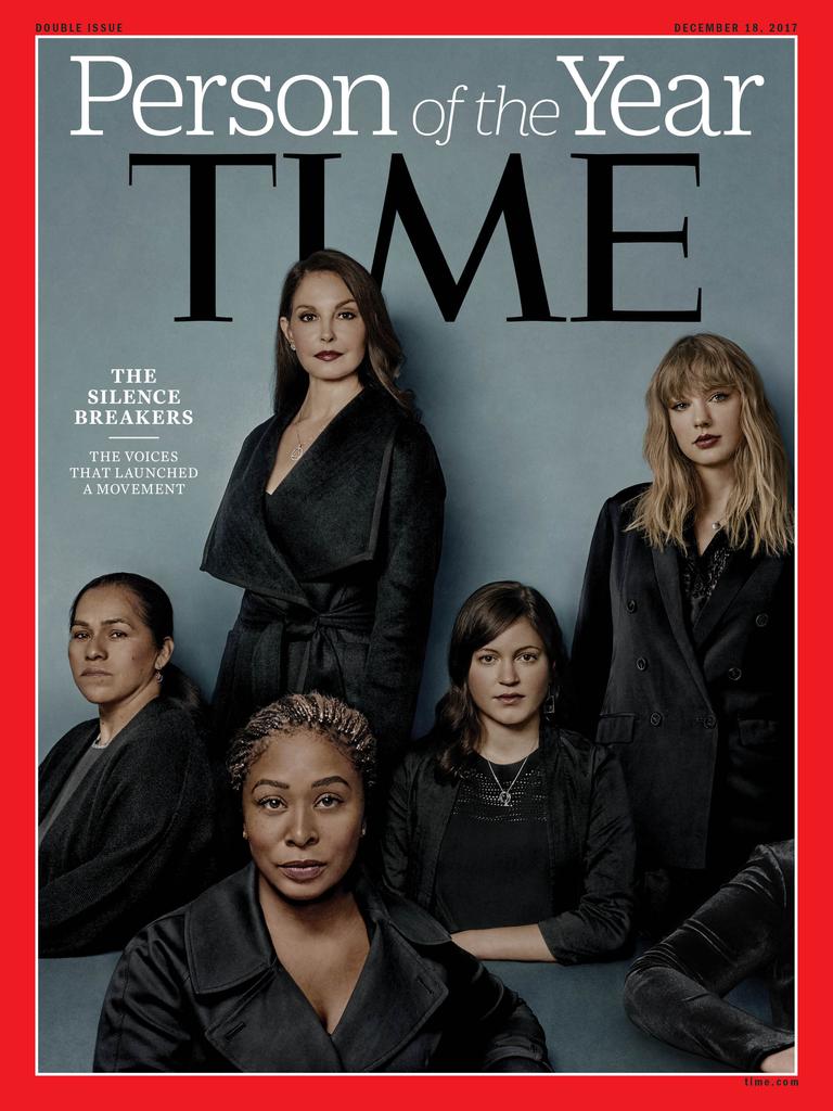 In 2017, TIME Magazine recognised “The Silence Breakers” who revealed the pervasiveness of sexual harassment and assault across various industries that triggered a national reckoning including Ashley Judd, Susan Fowler, Adama Iwu and Taylor Swift. Photo: AFP PHOTO / TIME Inc. / Billy &amp; Hells