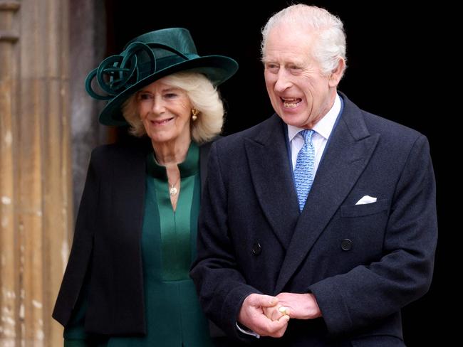 King Charles III (front R), followed by Queen Camilla (rear L) has received clearance to return to public duties. Picture: AFP
