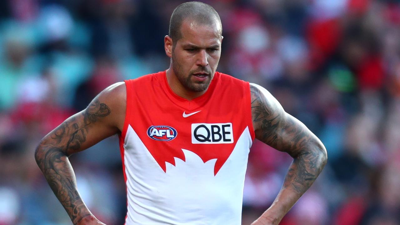 SYDNEY, AUSTRALIA - JULY 30: Lance Franklin of the Swans looks on during the round 20 AFL match between the Sydney Swans and the Greater Western Sydney Giants at Sydney Cricket Ground on July 30, 2022 in Sydney, Australia. (Photo by Jason McCawley/AFL Photos/via Getty Images )