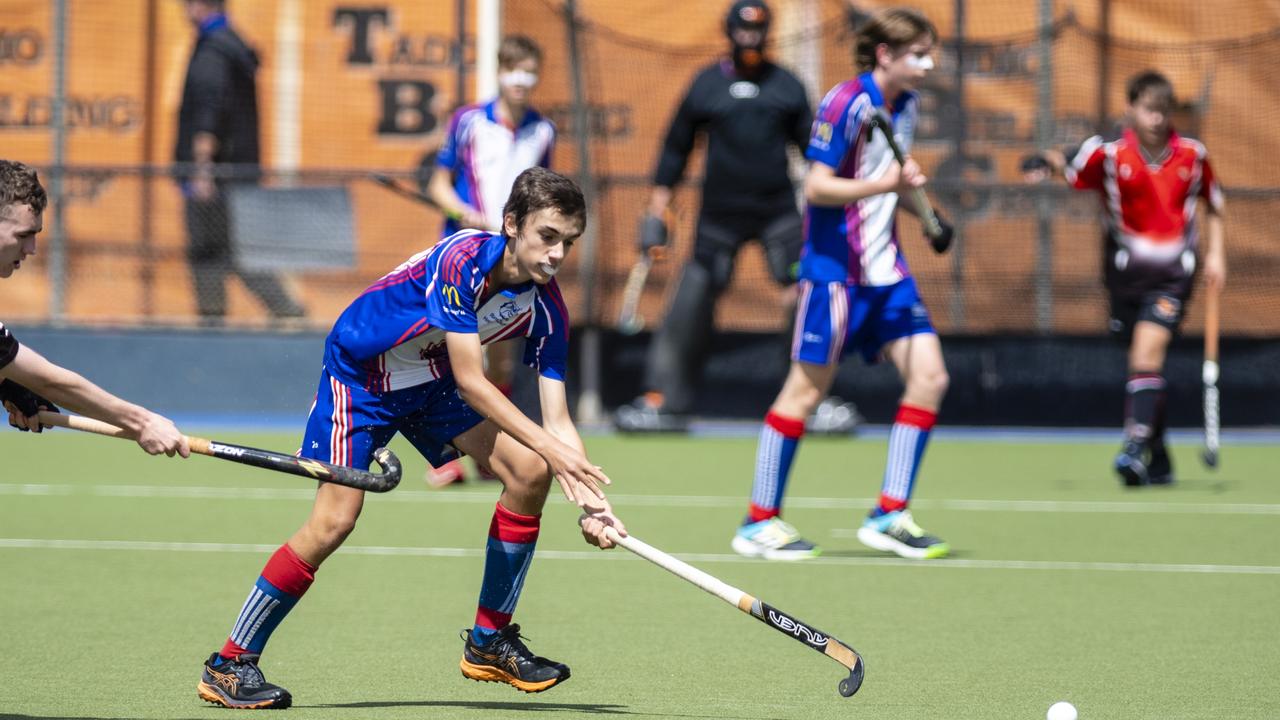 Damon Marsh of Rangeville against Past High in J1 boys grand final hockey at Clyde Park, Saturday, September 10, 2022. Picture: Kevin Farmer