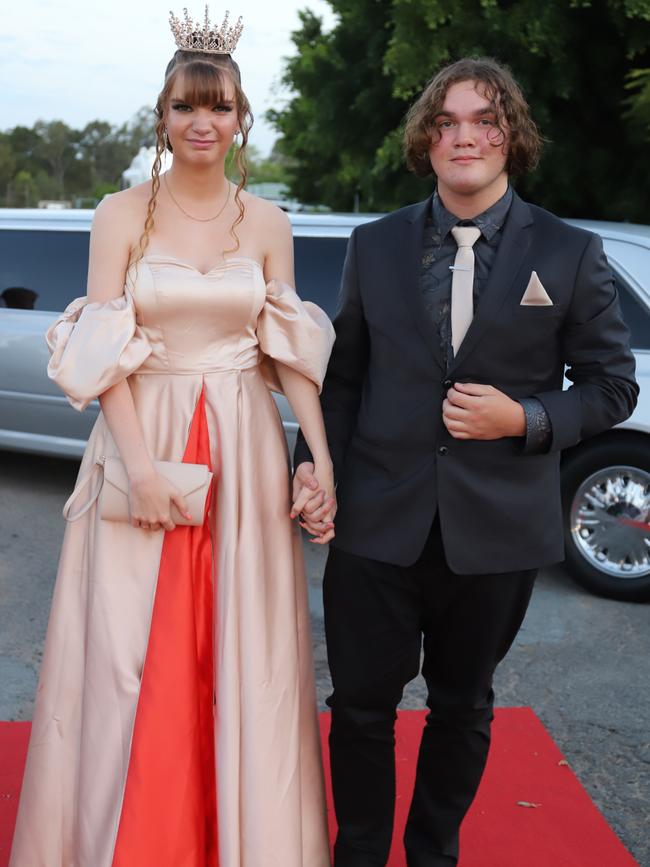 Charlotte Larkin and Jakhan Hewes at the James Nash State High School formal 2022.