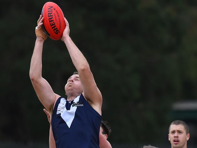 Coldstream’s Daniel Gordon flies for a mark. Picture: Josie Hayden