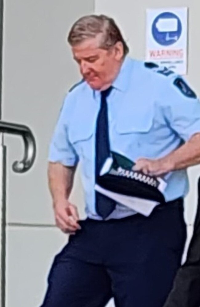 Senior Constable Trevor Smith leaving Rockhampton Courthouse. Picture: Aden Stokes