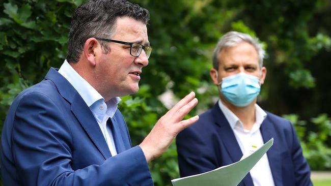 Daniel Andrews declared there’d be ‘no more lockdowns’ at Friday’s press conference. Picture: NCA NewsWire/Ian Currie.