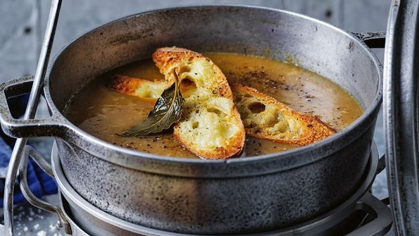 French onion soup with croutons.