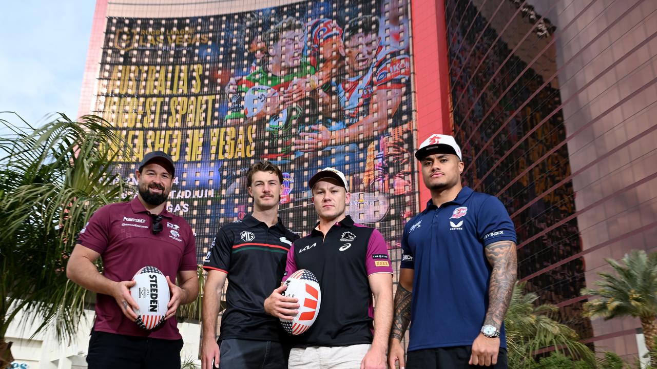 Aaron Woods, Campbell Graham, Billy Walters and Spencer Leniu. Picture: Grant Trouville/NRL