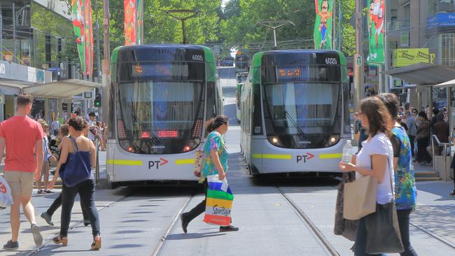 A tram in Melbourne's CBS