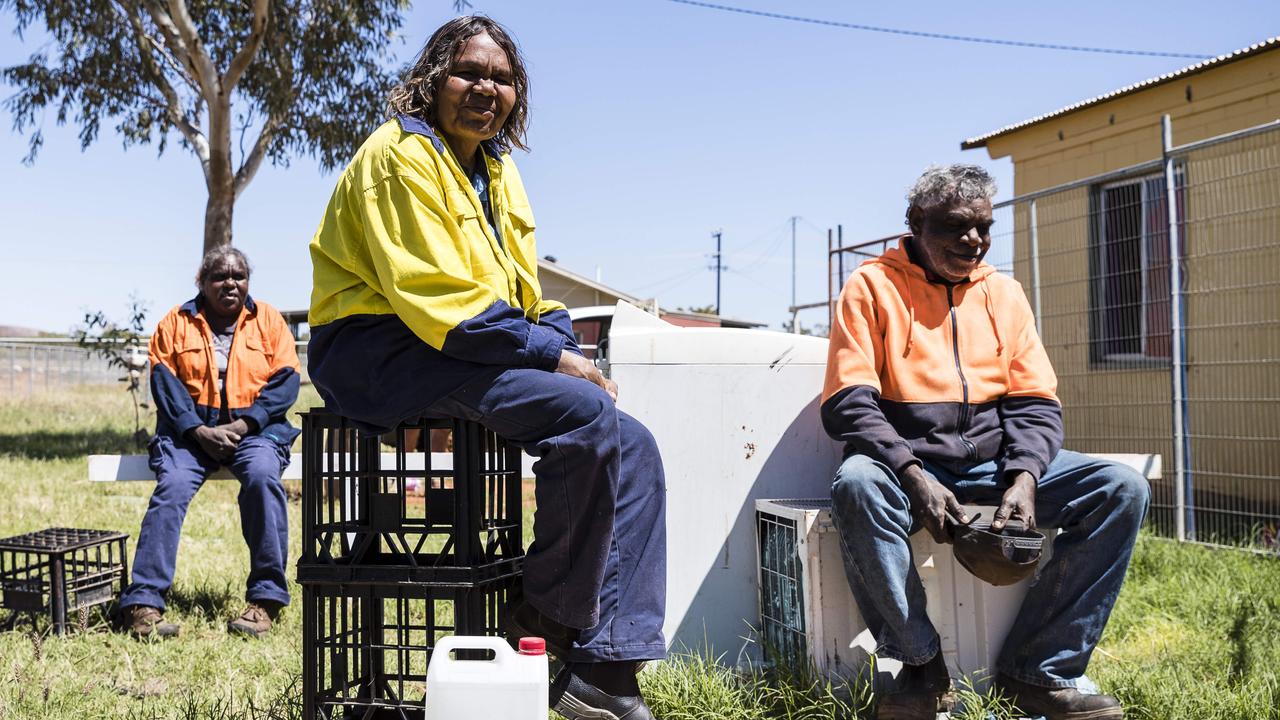 Anita McNamara, centre, and Kennedy Brown, right, are part of a Supreme Court appeal over alleged delays to Department of Housing repairs in Laramba.