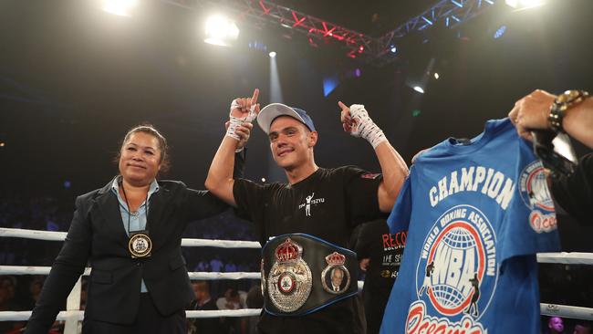 Tim Tszyu won his fight against Denton Vassell in dominant fashion. Picture: Brett Costello