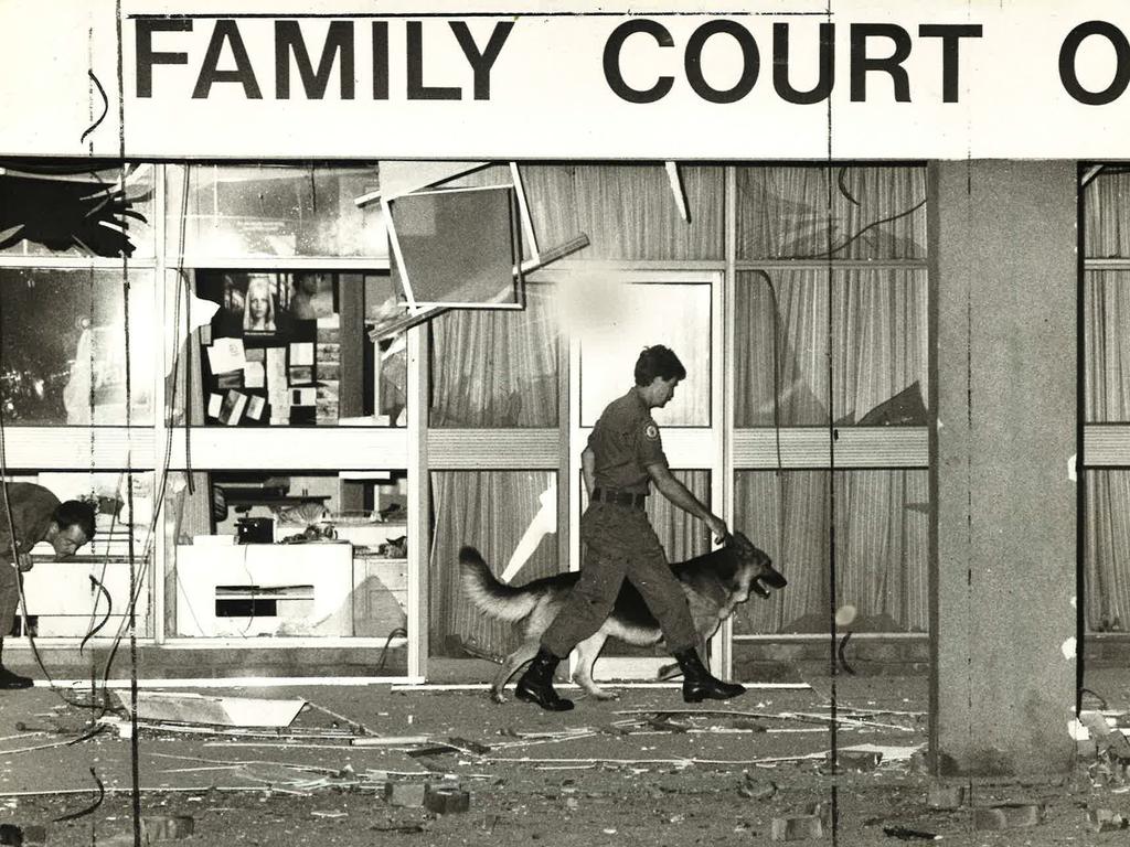 The aftermath of the 1984 Parramatta Family Court bombing. Picture: Steve Moorehouse