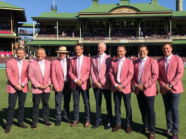 Clarke, far left, as part of the Channel Nine commentary team.