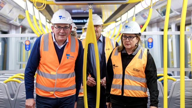 Victorian Premier Daniel Andrews and Transport Minister Jacinta Allan on Tuesday. Picture: NCA NewsWire / David Geraghty