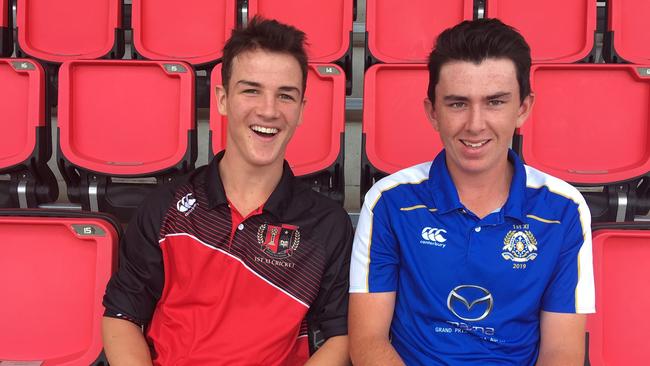 Toby Snelll of Gregory Terrace and Noah McFadyen from Nudgee College.