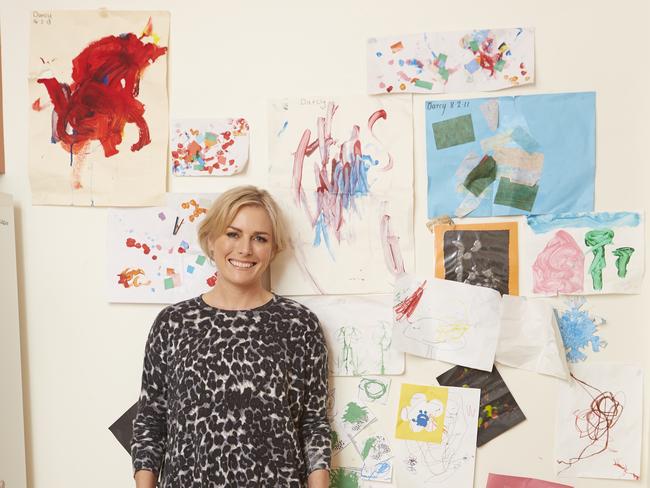 Kate’s son Darcy’s drawings brighten up their kitchen.