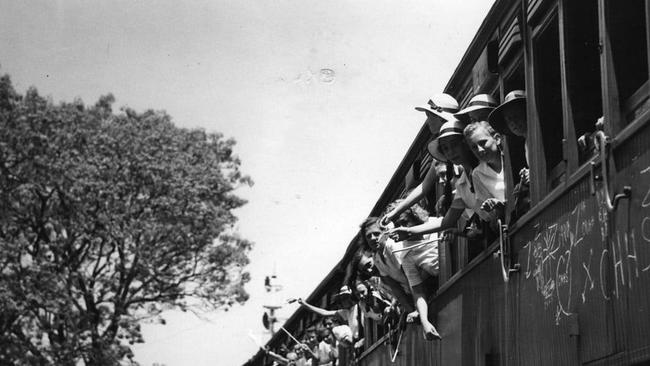 Children arriving from Coffs Harbour to Grafton by train using the Bridge for Children's Day. Picture: supplied