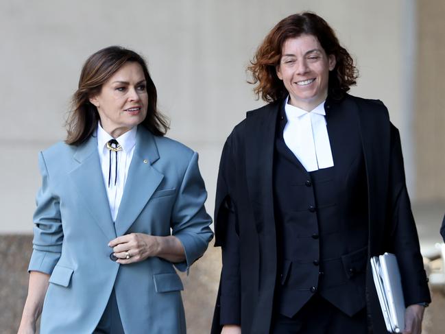 Lisa Wilkinson arrives at court in the Sydney CBD with her high profile silk Sue Chrysanthou SC. Picture: NCA NewsWire/Damian Shaw