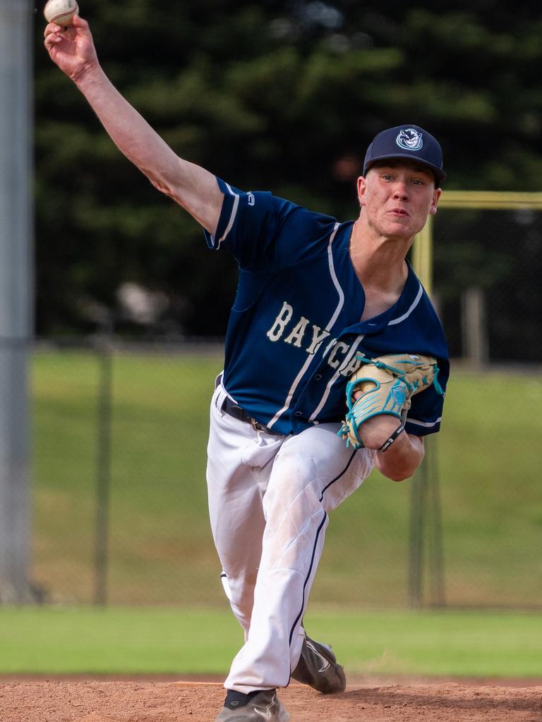 Riley Peoples spent time on the mound against Malvern. Picture: Jackson Geall.