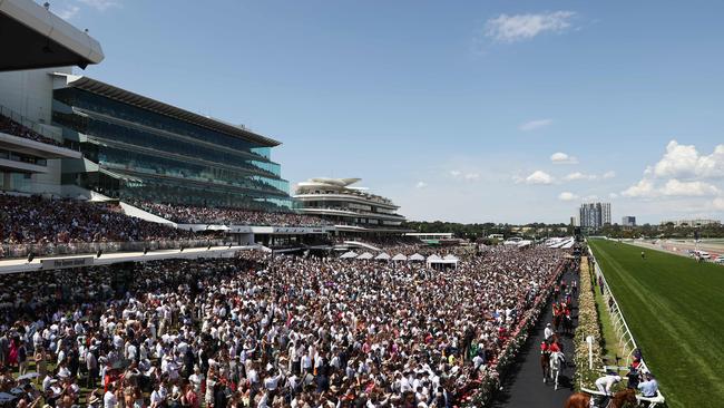 The crowd at the 2023 Melbourne Cup.