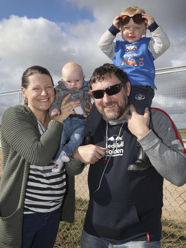 Jon and Kate Stringer with Oliver, 18 months, and Saxon, 3 months. Picture: AAP / Dean Martin