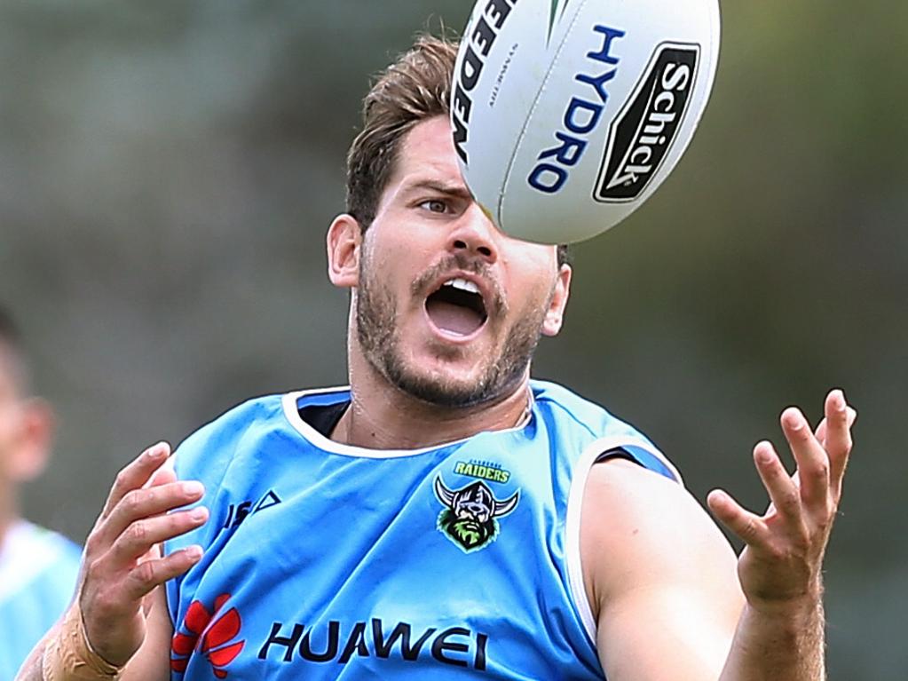 Aidan Sezer during Raiders training at Raiders Headquarters in Canberra. Picture Kym Smith