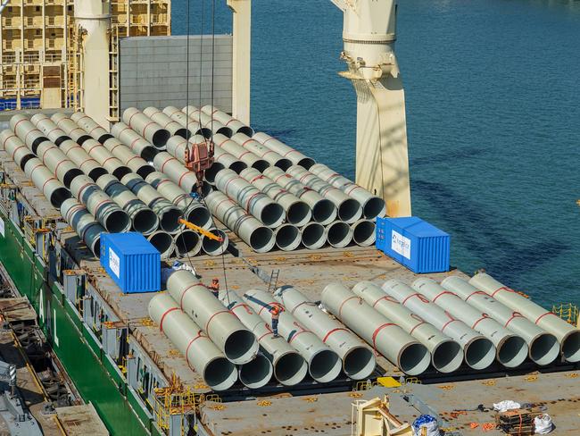 Pipes for Haughton Pipeline stage 2 have been delivered through the Port of Townsville.