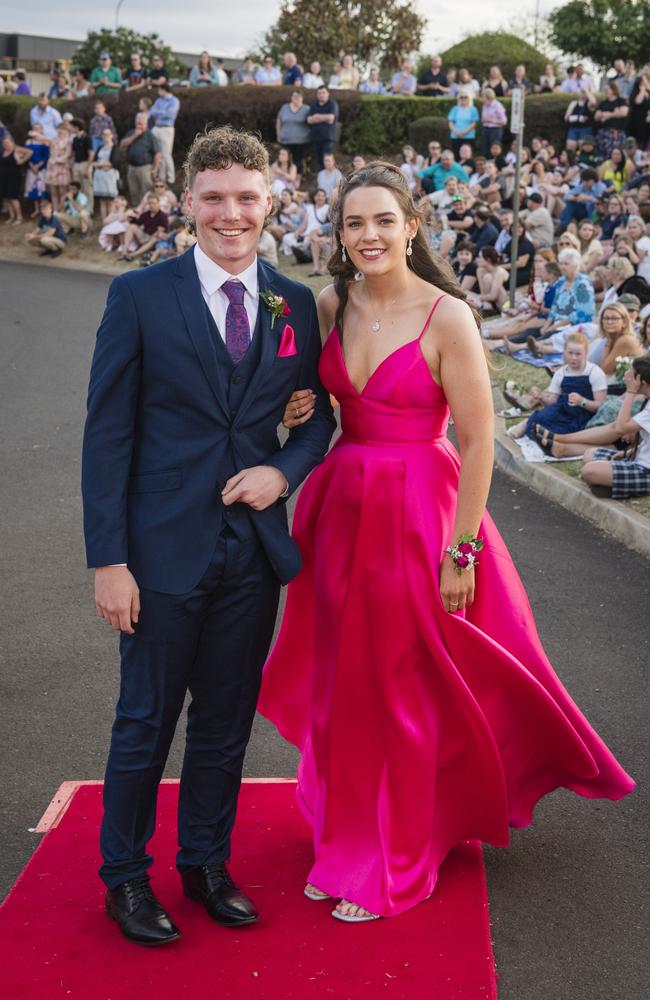 Kallan Lee and Jaina Fisher at Harristown State High School formal at Highfields Cultural Centre, Friday, November 17, 2023. Picture: Kevin Farmer