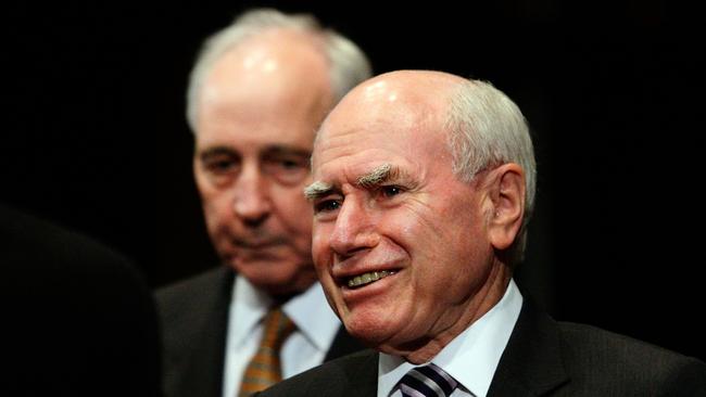 Former prime ministers Paul Keating and John Howard. Picture: Lisa Maree Williams