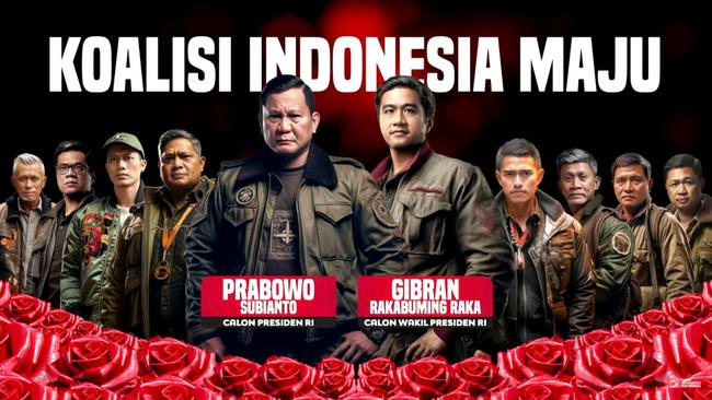 Prabowo Subianto and running mate Gibran Rakabuming Raka take a leaf out of Top Gun for their campaign posters. Picture: X