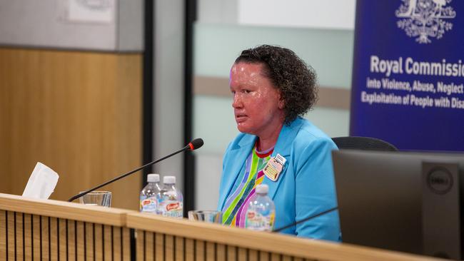 Australian writer and disability activist Carly Findlay OAM recounted the horrifying abuse she encountered online on the final day of the Disability Royal Commission in Brisbane. Pictures: Jerad Williams