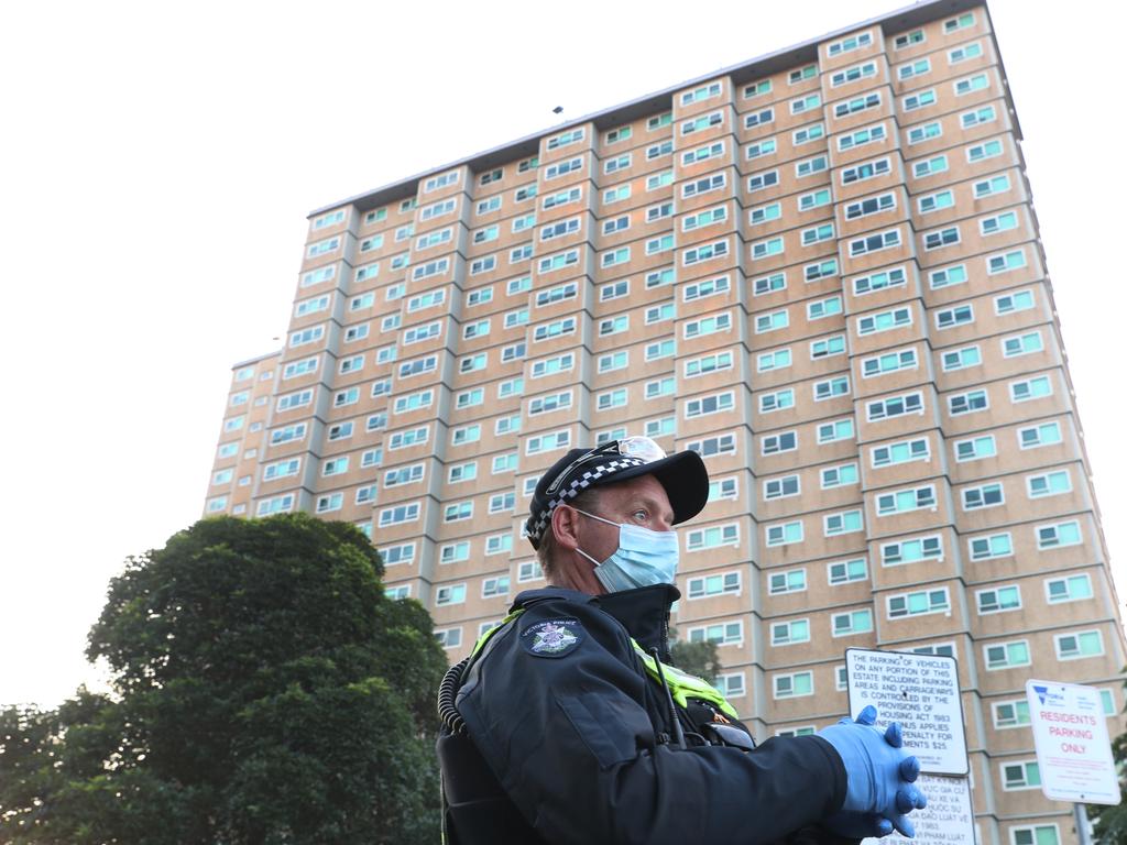 Residents have not left their homes in Flemington at the Racecourse Rd towers since Saturday. Picture: David Crosling/ NCA NewsWire