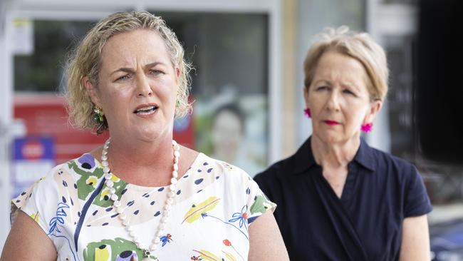 President of the Queensland Teachers' Union Cresta Richardson with Education and Youth Justice Minister Di Farmer, Sunday, February 18, 2024 - Picture: Richard Walker