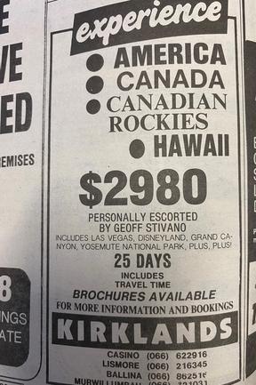 Cheap trips to the US.Advertisements from the Gold Coast Bulletin, July 1985