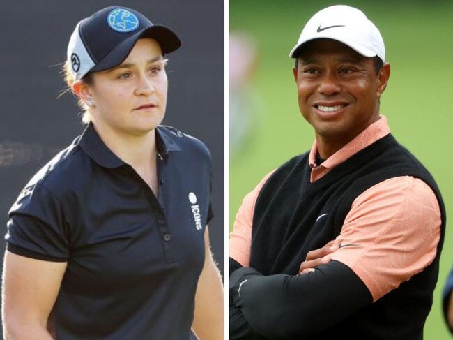 Ash Barty had a nervous encounter with Tiger Woods.