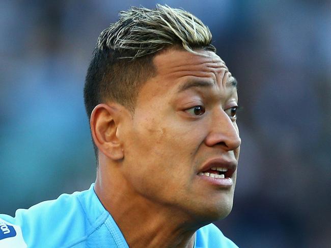 SYDNEY, AUSTRALIA - JULY 06: Israel Folau of the Waratahs runs the ball during the round 18 Super Rugby match between the Waratahs and the Highlanders at Allianz Stadium on July 6, 2014 in Sydney, Australia. (Photo by Cameron Spencer/Getty Images)